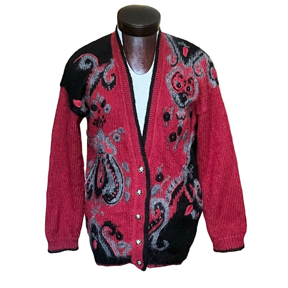 Vintage 90's SK & Company Mohair Wool Button Up Sweater Cardigan Size‎ L